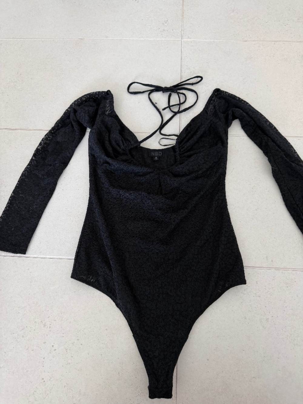 NBD Black Lace Animal Print Bodysuit Size XS